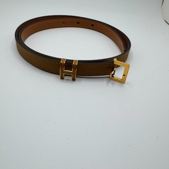 Hermès Pop H 15 Leather Belt Veau Epsom Gold-Plated Buckle 2S Sesame Unisex 70cm - Picture 12 of 16